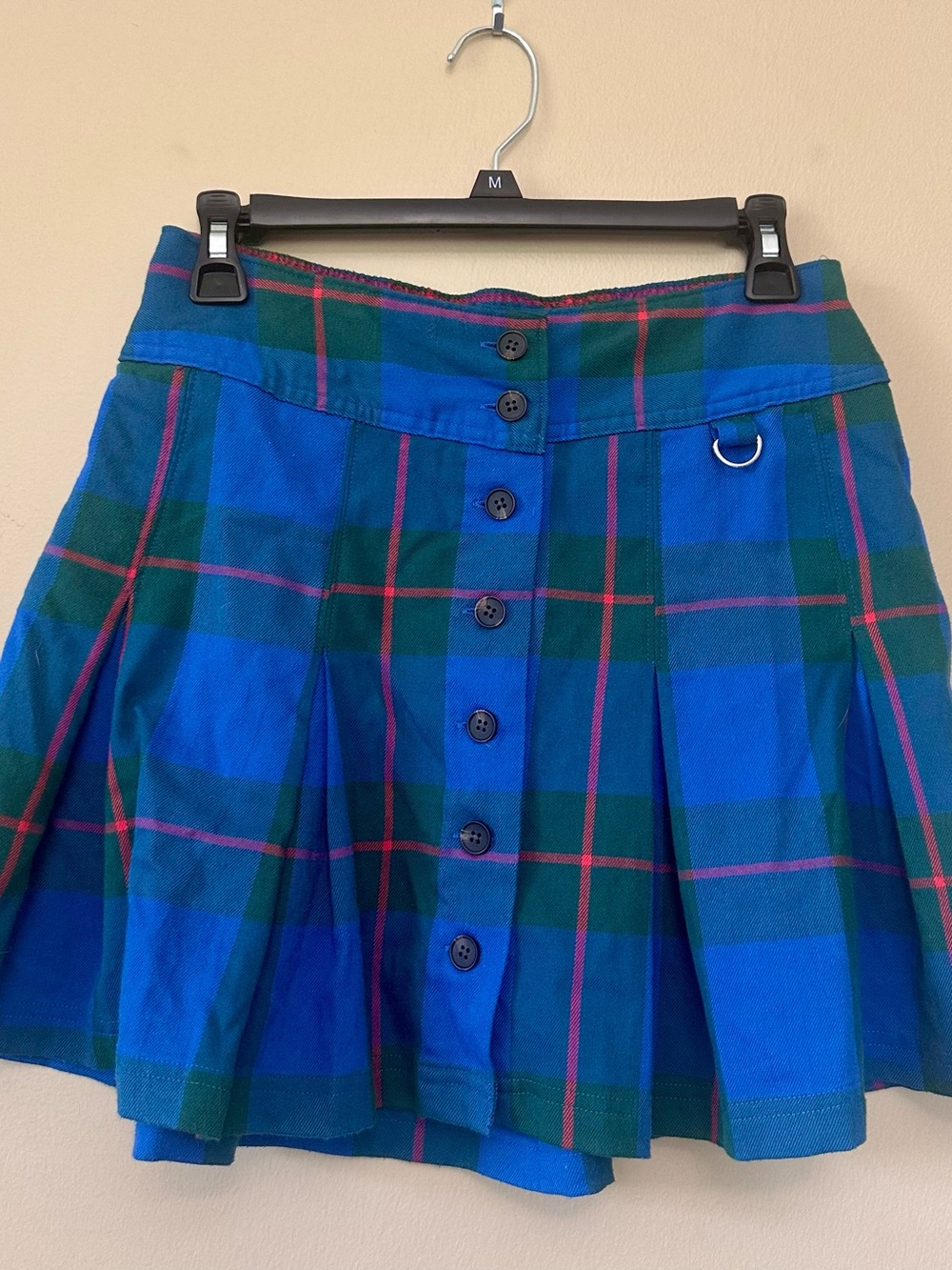 Kohl’s Blue & Green Plaid Button-Front Skater Skirt
